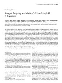 Synaptic Targeting by Alzheimer's-Related Amyloid