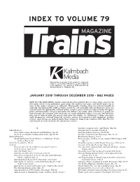 Trains 2019 Index