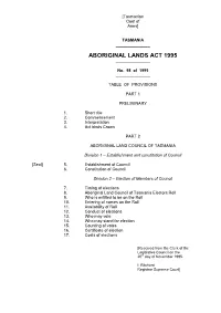 Aboriginal Lands Act 1995 (Tas) [Transcript