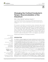 Changing the Cortical Conductor's Tempo: Neuromodulation of the Claustrum