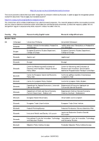Eurostat: Recognized Research Entity