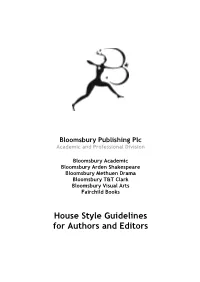House Style Guidelines for Authors and Editors