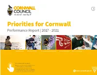 Priorities for Cornwall 2017-2021: Performance Report