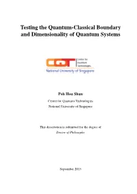 Testing the Quantum-Classical Boundary and Dimensionality of Quantum Systems