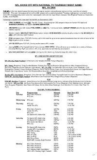 2004 Nfl Tv Plans, Announcers, Programming