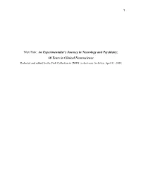 An Experimentalist's Journey in Psychiatry