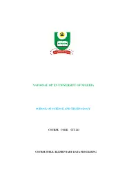 Cit 213 Course Title: Elementary Data Processing