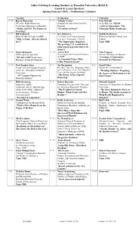 Osher Lifelong Learning Institute @ Brandeis University (BOLLI) Lunch & Learn Speakers Spring Semester 2015 – Preliminary