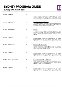 SYDNEY PROGRAM GUIDE Sunday 29Th March 2015
