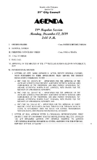 AGENDA (18Th Regular Session)