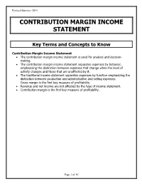 Contribution Margin Income Statement