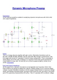 Dynamic Microphone Amplifier