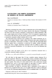 Saturation and Simple Extensions of Models of Peano Arithmetic