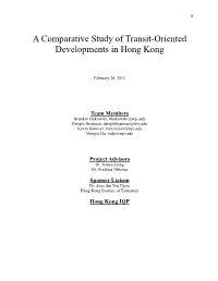 A Comparative Study of Transit-Oriented Developments in Hong Kong