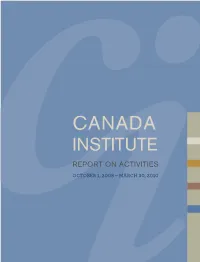 Canada Institute Report on Activities