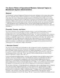 The Seven Pillars of Operational Wisdom: Selected Topics in Blackboard System Administration