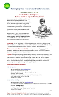 Working to Protect Your Community and Environment Newsletter January 19, 2017