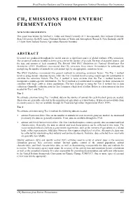 Ch4 Emissions from Enteric Fermentation