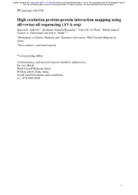 High Resolution Protein-Protein Interaction Mapping Using All-Versus-All Sequencing (AVA-Seq) Simeon S
