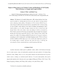 Impact of Data Sources on Citation Counts and Rankings of LIS Faculty: Web of Science Vs