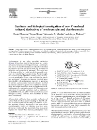 Synthesis and Biological Investigation of New 400-Malonyl Tethered Derivatives of Erythromycin and Clarithromycin Daniel Sherman,A Liqun Xiong,B Alexander S