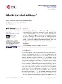 What Is Statistical Arbitrage?