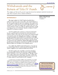 Withdrawals and the Return of Title IV Funds, 2019–2020