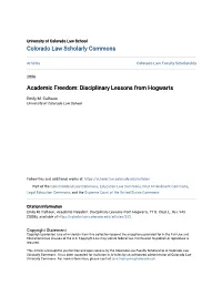 Academic Freedom: Disciplinary Lessons from Hogwarts
