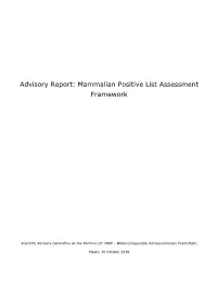 Advisory Report: Mammalian Positive List Assessment Framework