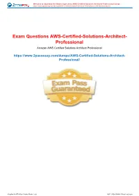 Exam Questions AWS-Certified-Solutions-Architect- Professional Amazon AWS Certified Solutions Architect Professional