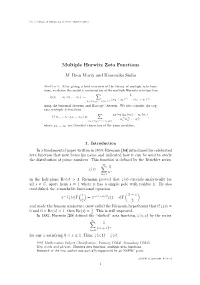 Multiple Hurwitz Zeta Functions