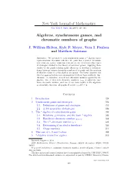 New York Journal of Mathematics Algebras, Synchronous Games, And