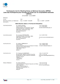 Participants List for Working Party on National Accounts (WPNA)