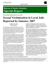 Sexual Victimization in Local Jails Reported by Inmates, 2007 by Allen J