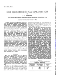 Some Observations on Peak Expiratory Flow by R