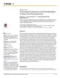 Transcriptome Dynamics and Potential Roles of Sox6 in the Postnatal Heart