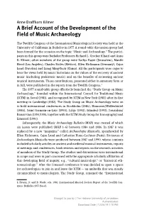 A Brief Account of the Development of the Field of Music Archaeology