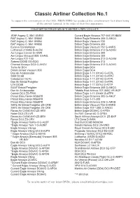 Fact Sheet Listing All the Aircraft Featured, in the Order of Their First Appearance