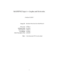 MATH7502 Topic 6 - Graphs and Networks