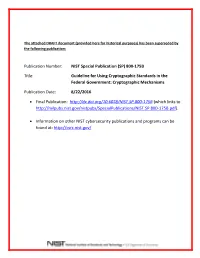 NIST SP 800-175B (DRAFT) Guideline for Using Crypto Standards: Cryptographic Mechanisms