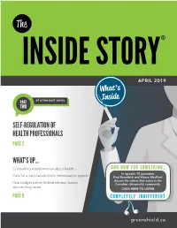 Self-Regulation of Health Professionals What's Up