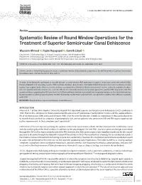 Systematic Review of Round Window Operations for the Treatment of Superior Semicircular Canal Dehiscence