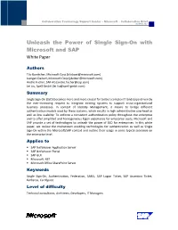 Unleash the Power of Single Sign-On with Microsoft and SAP White Paper
