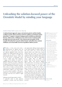 Unleashing the Solution-Focused Power of the Ormskirk Model by Minding Your Language