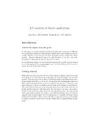 I/O Analysis of Climate Applications