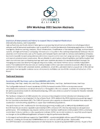 OFA Workshop 2021 Session Abstracts