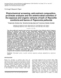 Phytochemical Screening, Anti-Nutrient Composition, Proximate Analyses and the Antimicrobial Activities of the Aqueous and Organ