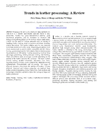Trends in Leather Processing: a Review