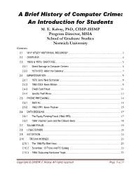 A Brief History of Computer Crime: an Introduction for Students M