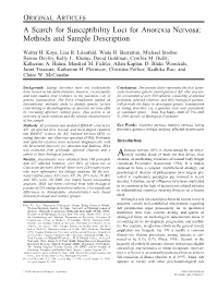 A Search for Susceptibility Loci for Anorexia Nervosa: Methods and Sample Description